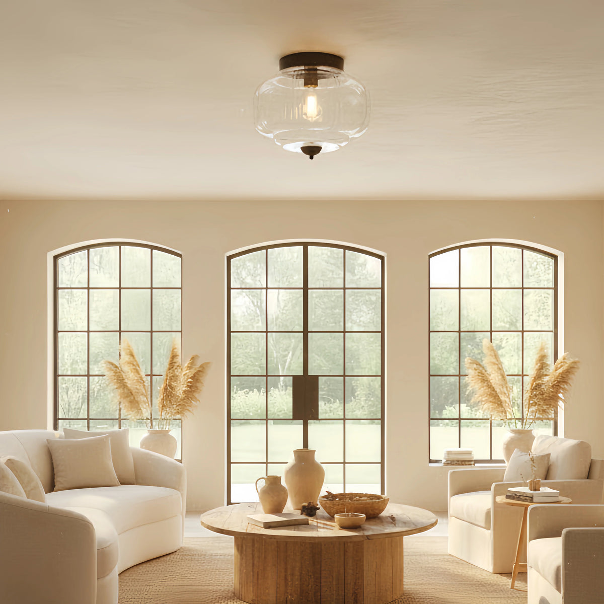 Pumpkin Glass Semi Flush Mount Margot Glass Ceiling Light