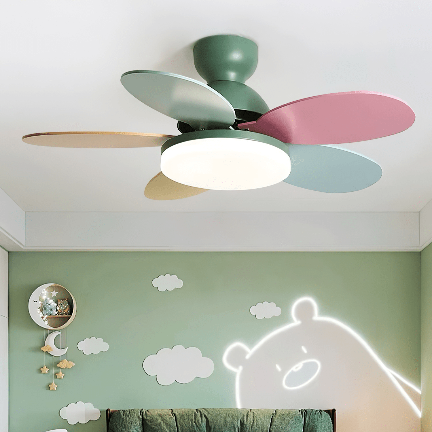 Petalo Modern Wood Ceiling Fan Light