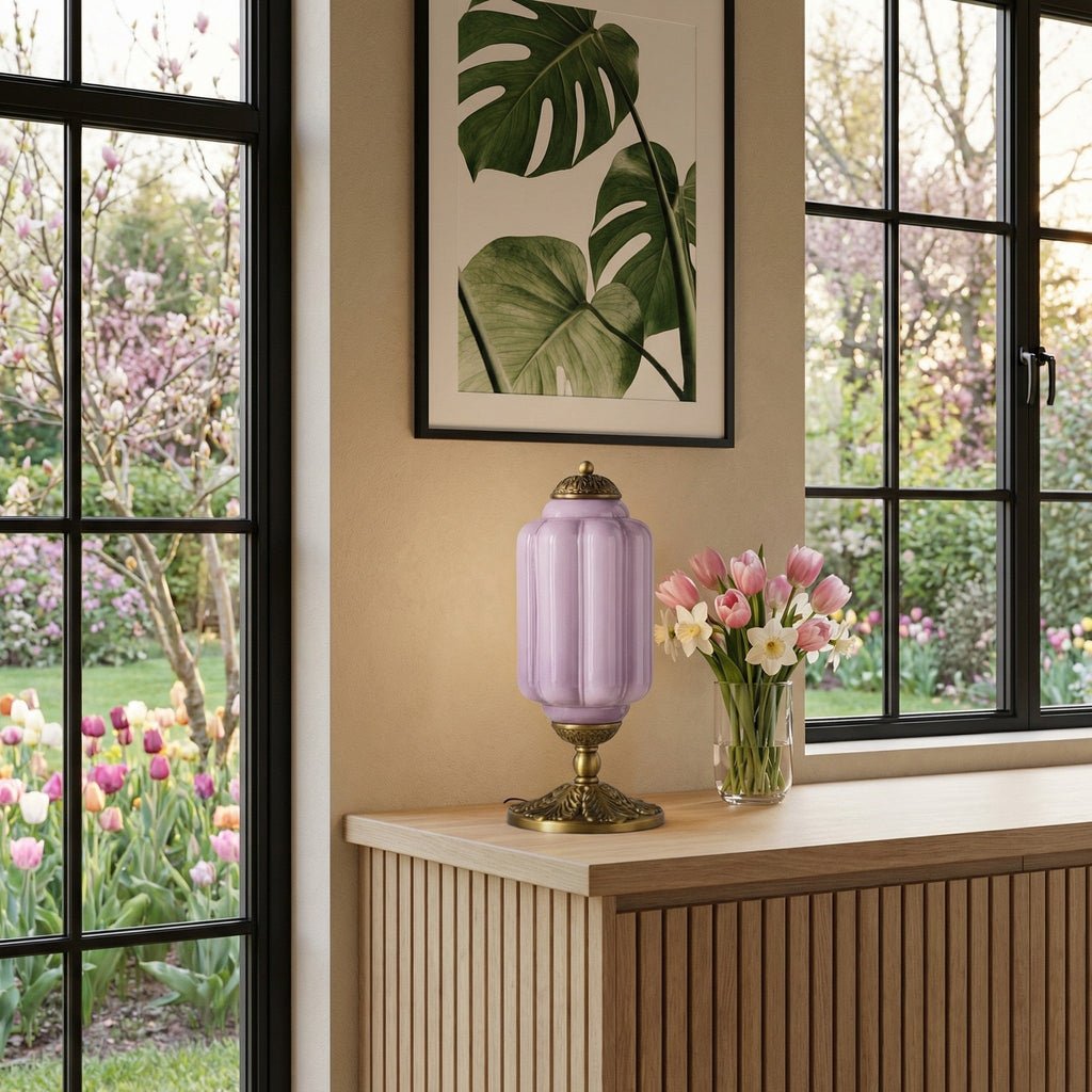 Vintage Glass Brass Margot Table Lamp