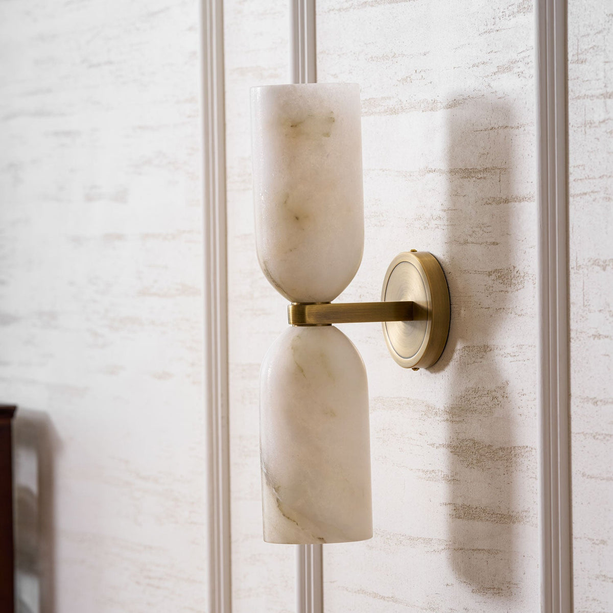 Dual Column Copper Alabaster Wall Sconce