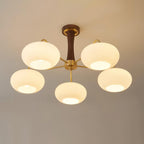 Brass Wooden Persimmon Modern Globe Chandelier