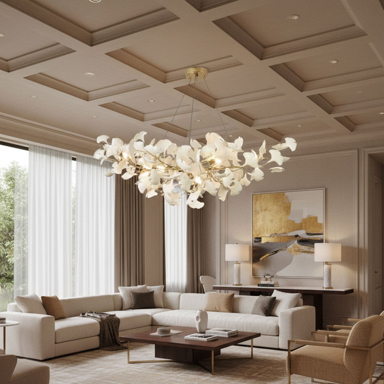 Horizon Bloom Ginkgo Leaf Branch Chandelier