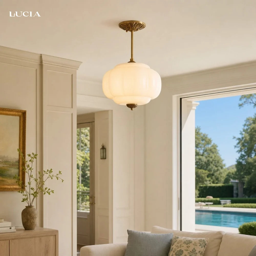 Pumpkin Glass Semi Flush Mount Margot Pendant Light