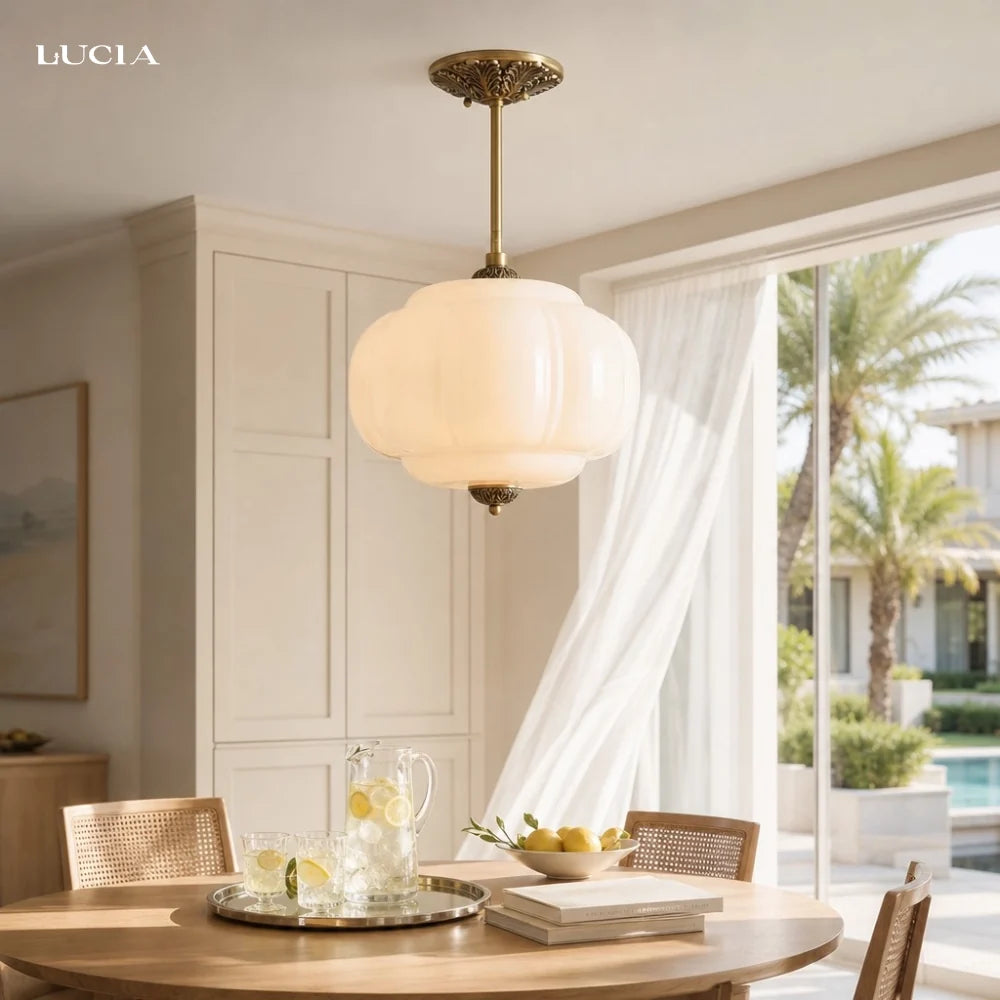Pumpkin Glass Semi Flush Mount Margot Pendant Light