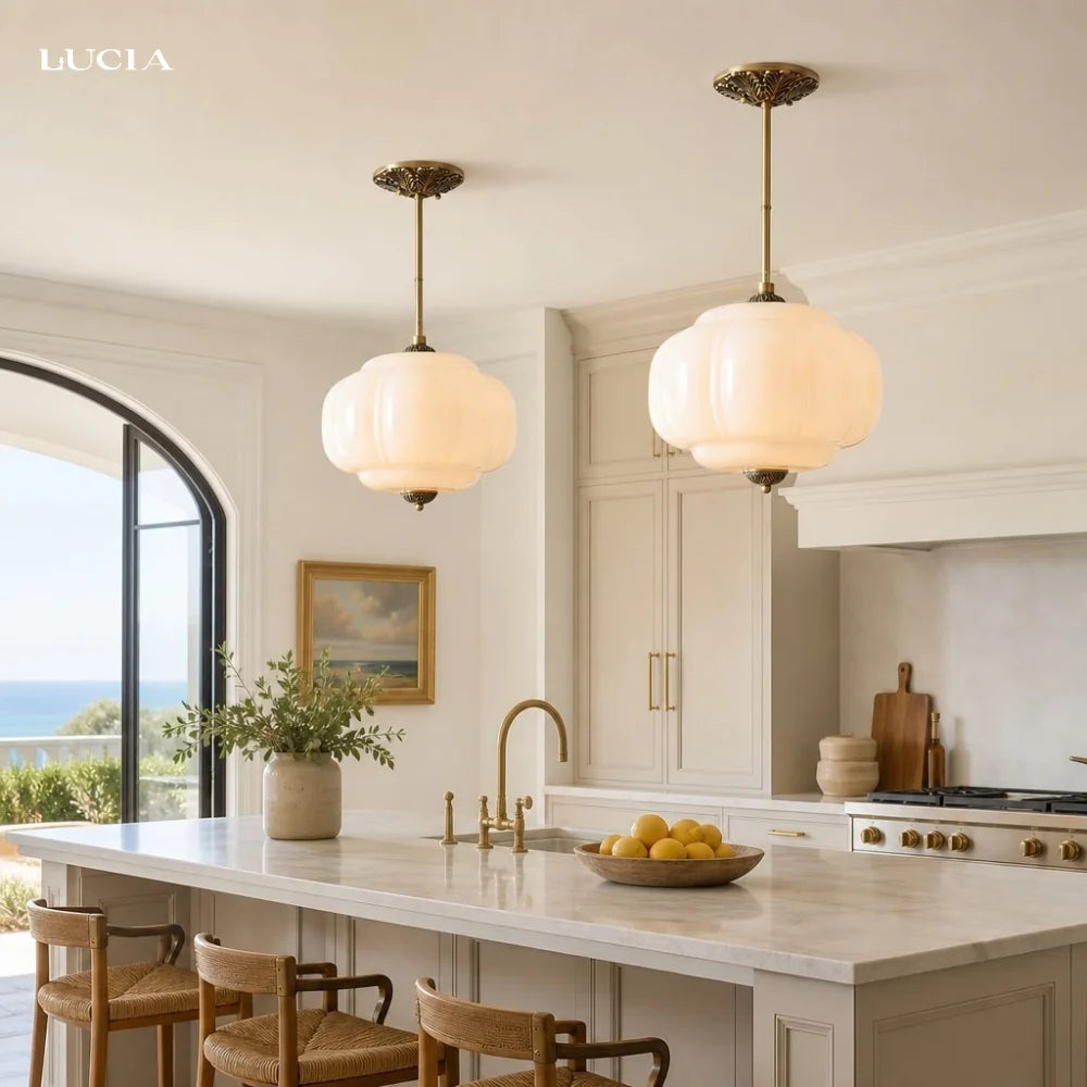 Pumpkin Glass Semi Flush Mount Margot Pendant Light