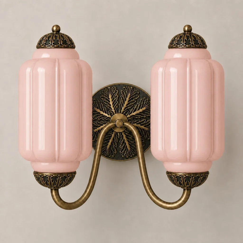 Double Vintage Glass Brass Margot Wall Sconce