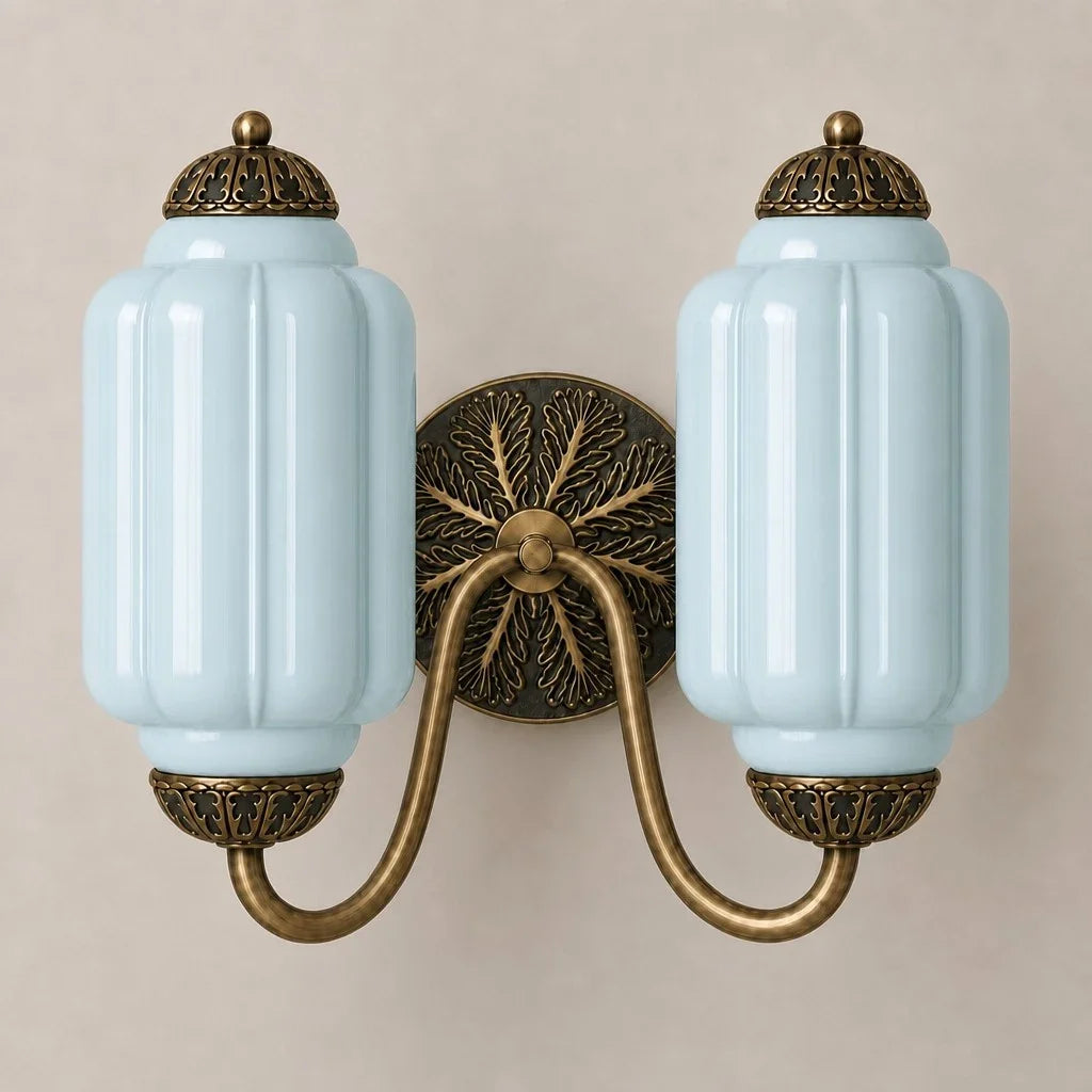 Double Vintage Glass Brass Margot Wall Sconce