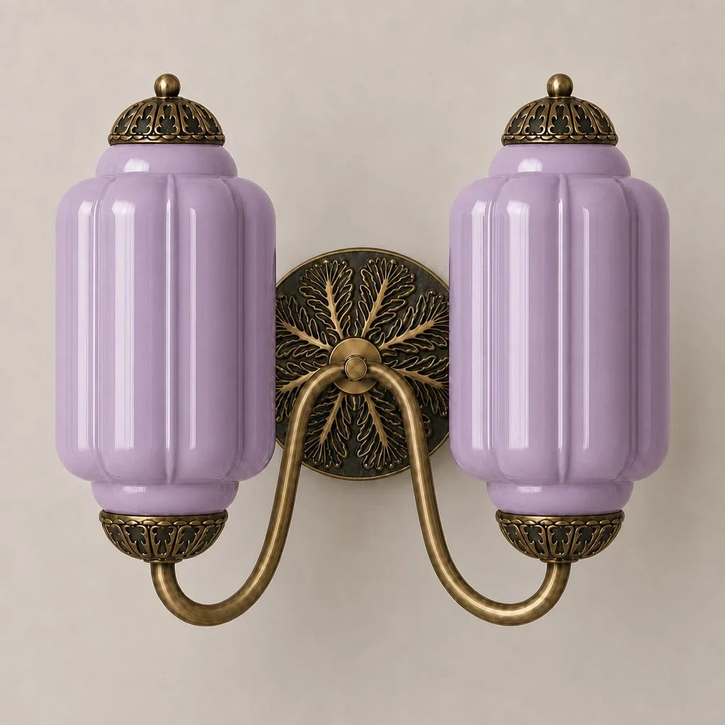 Double Vintage Glass Brass Margot Wall Sconce