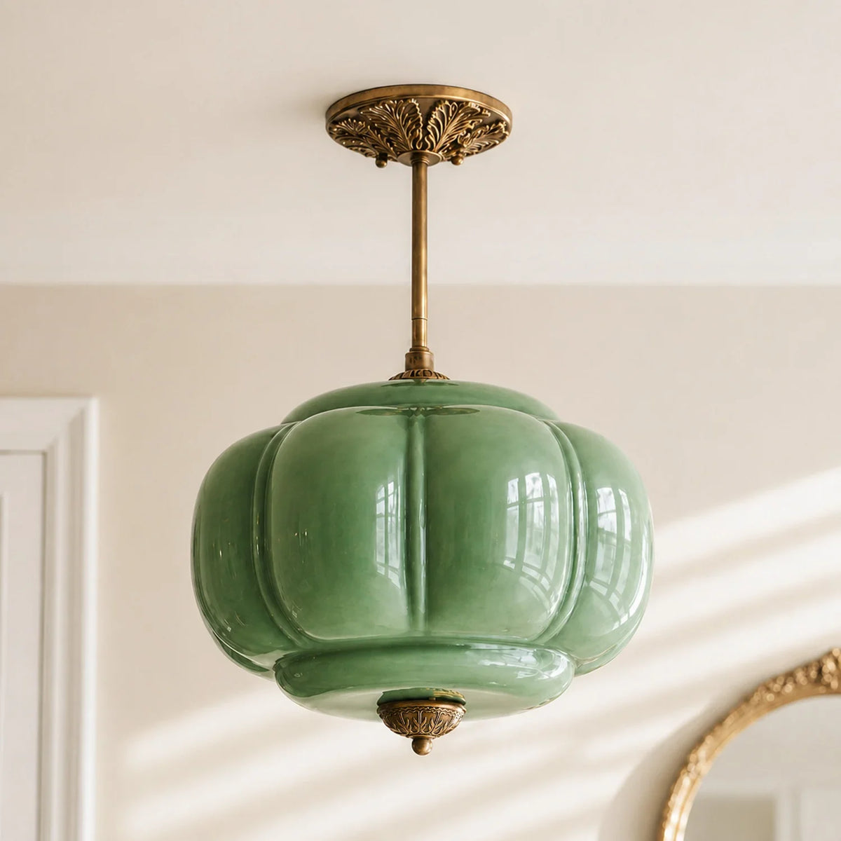 Pumpkin Glass Semi Flush Mount Margot Pendant Light