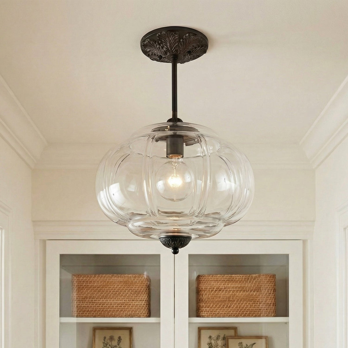 Pumpkin Glass Semi Flush Mount Margot Pendant Light