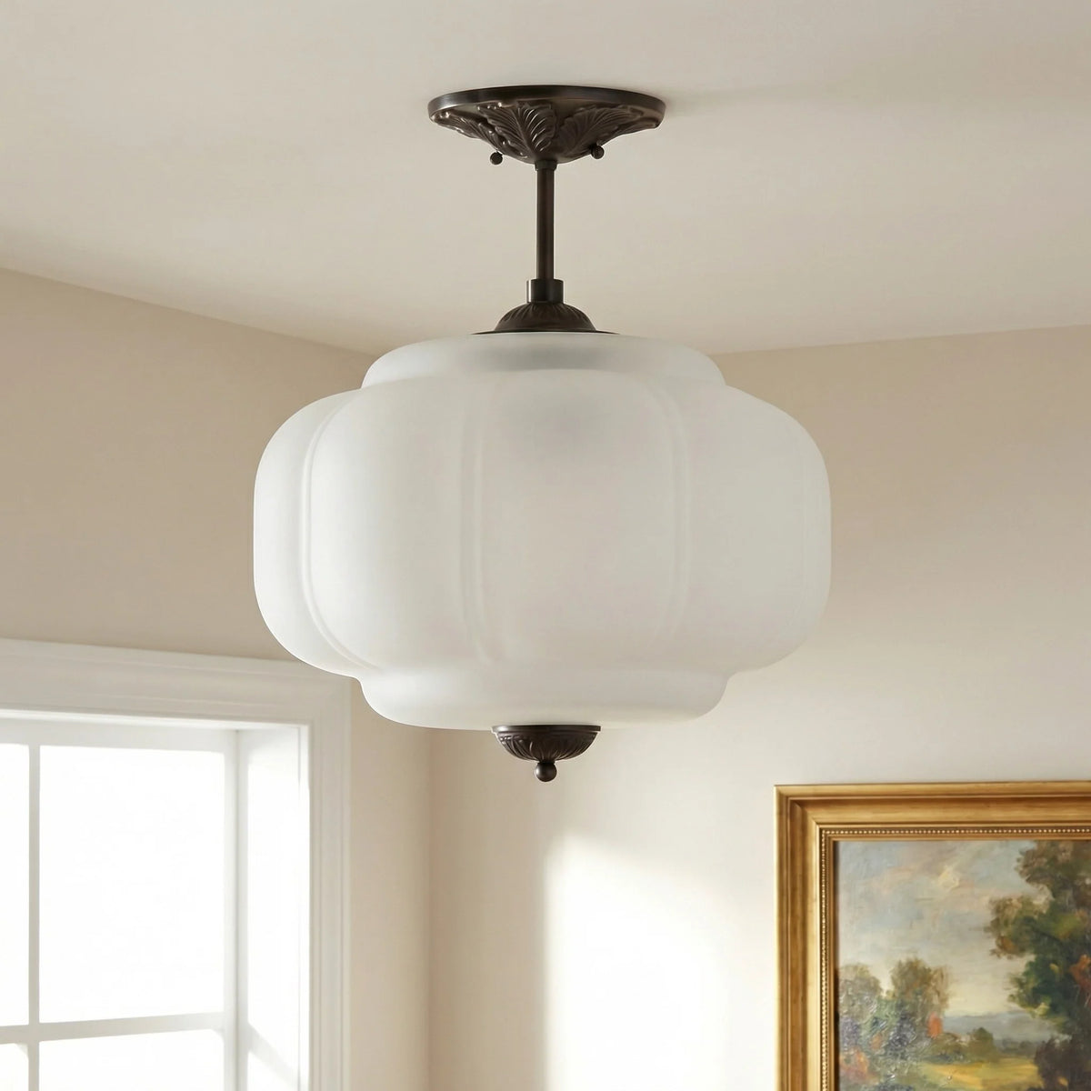 Pumpkin Glass Semi Flush Mount Margot Pendant Light