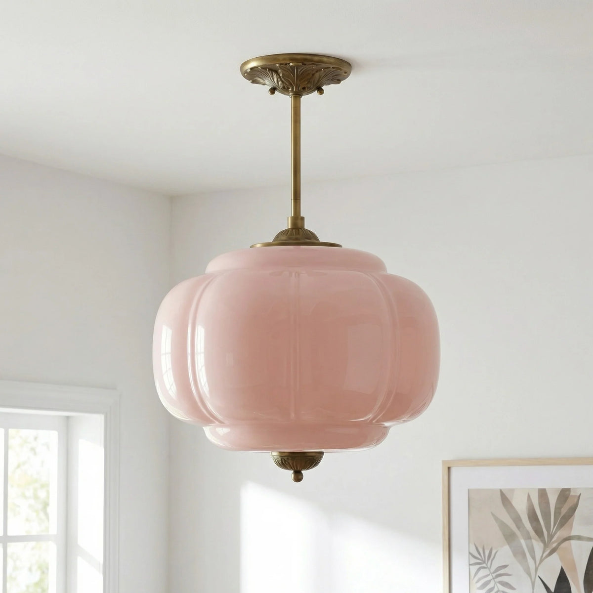 Pumpkin Glass Semi Flush Mount Margot Pendant Light