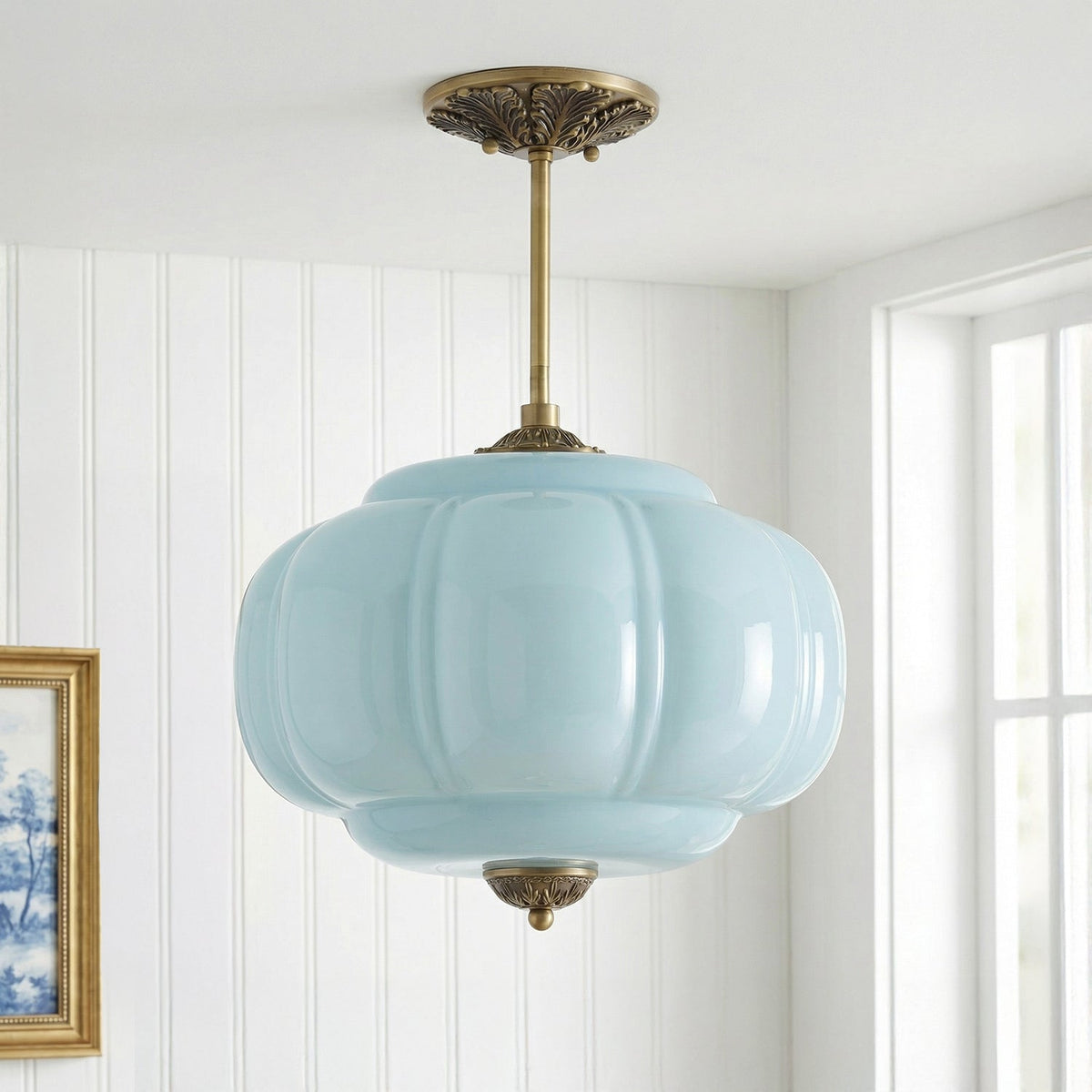 Pumpkin Glass Semi Flush Mount Margot Pendant Light