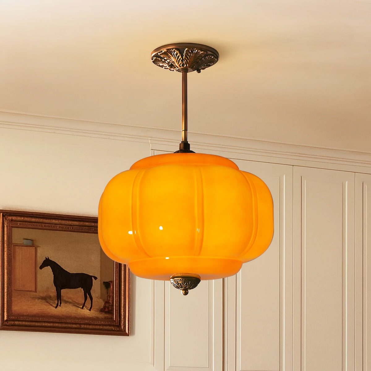 Pumpkin Glass Semi Flush Mount Margot Pendant Light