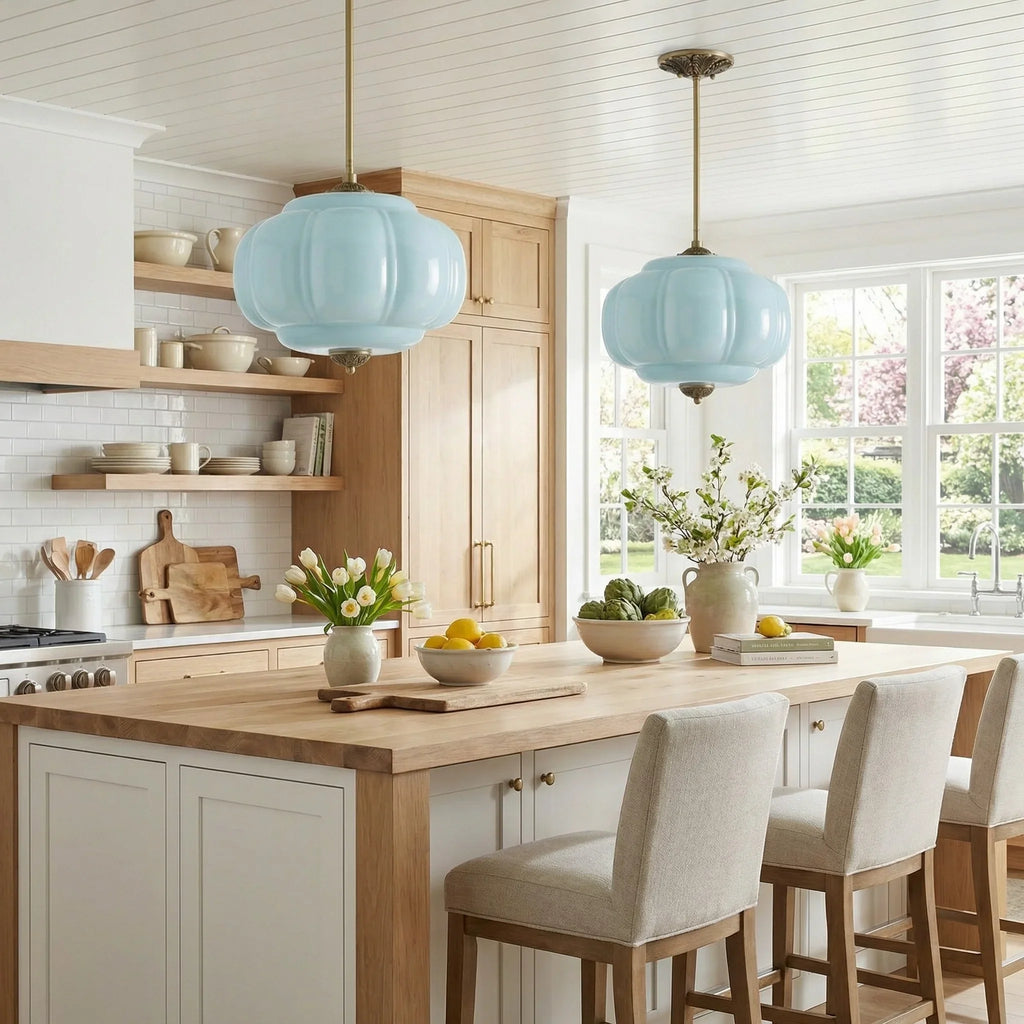 Pumpkin Glass Semi Flush Mount Margot Pendant Light