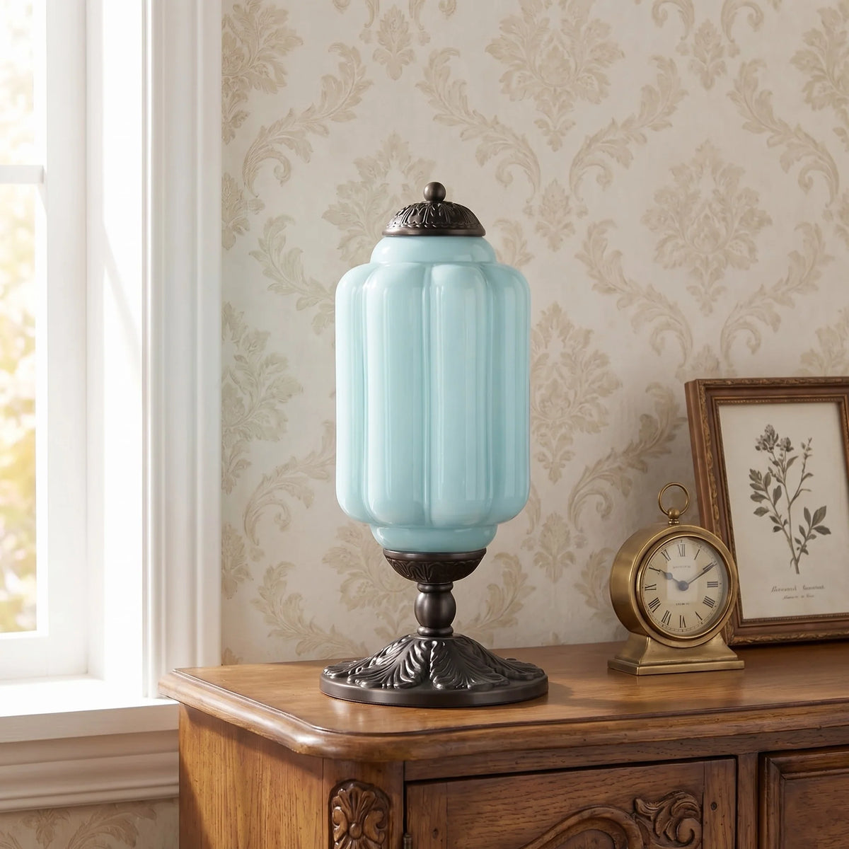 Vintage Glass Brass Margot Table Lamp