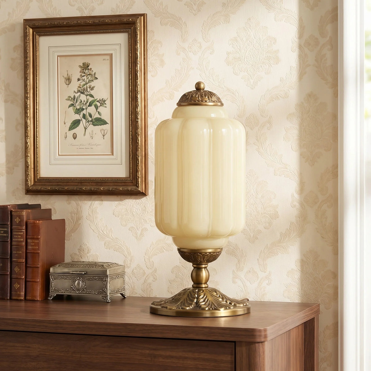 Vintage Glass Brass Margot Table Lamp