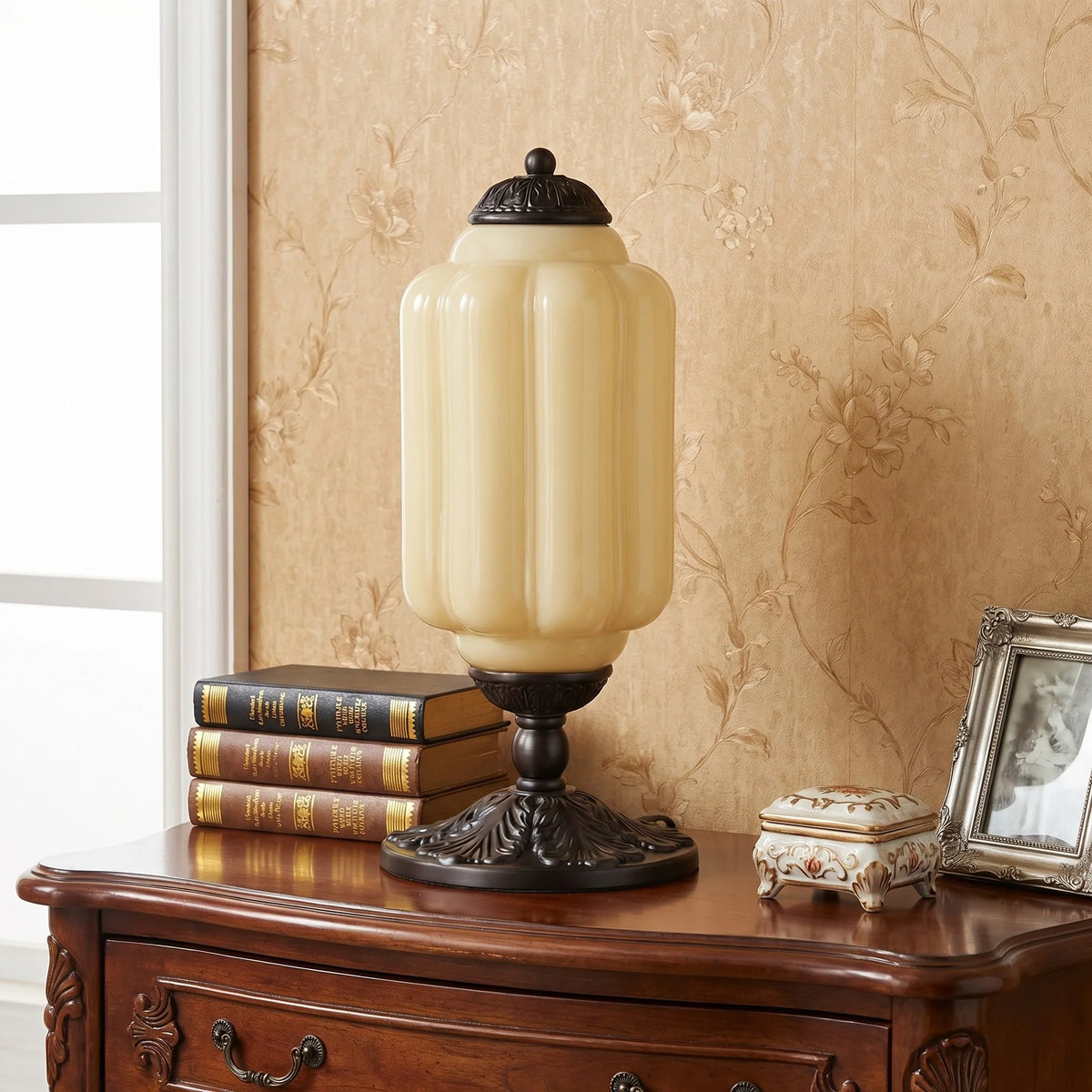 Vintage Glass Brass Margot Table Lamp