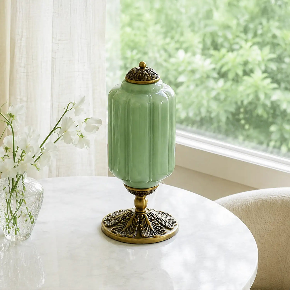 Vintage Glass Brass Margot Table Lamp