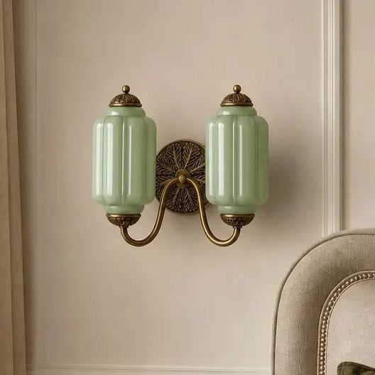 Double Vintage Glass Brass Margot Wall Sconce