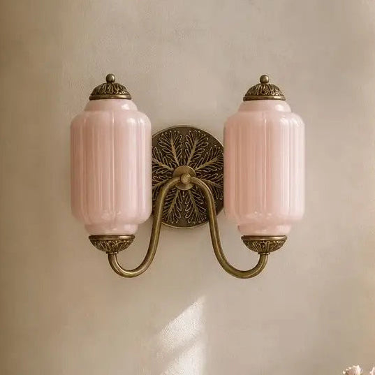 Double Vintage Glass Brass Margot Wall Sconce