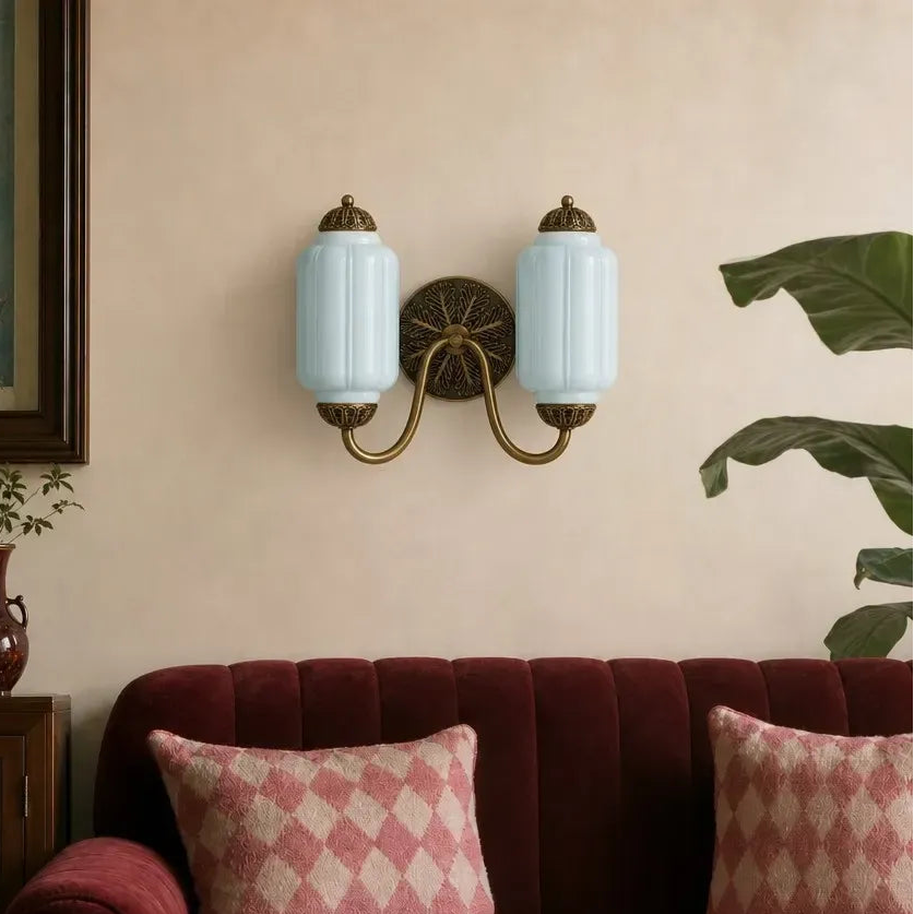 Double Vintage Glass Brass Margot Wall Sconce