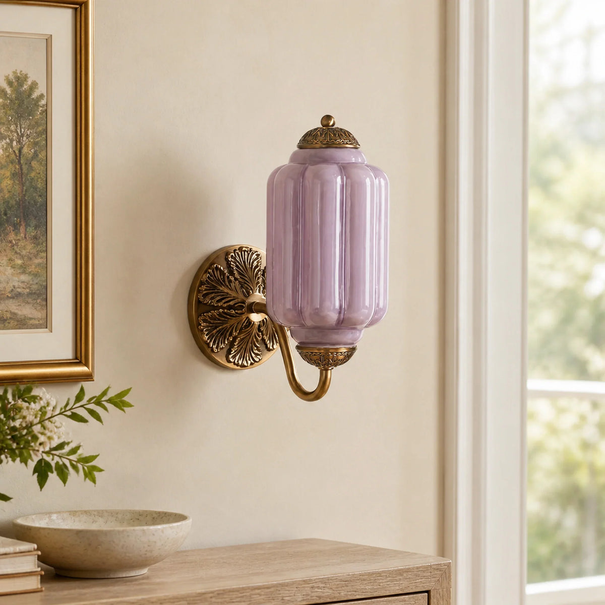Vintage Glass Brass Margot Wall Sconce