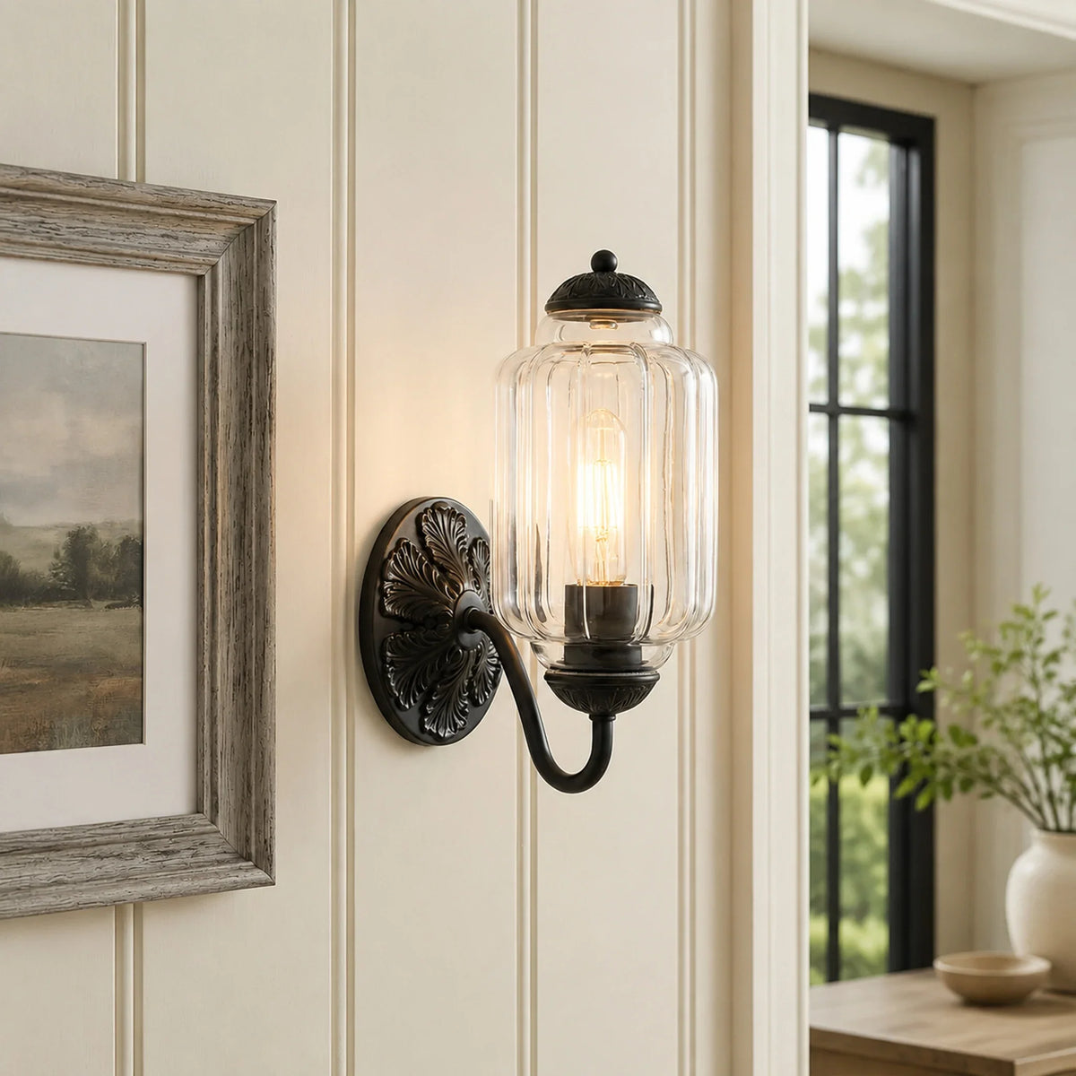 Vintage Glass Brass Margot Wall Sconce