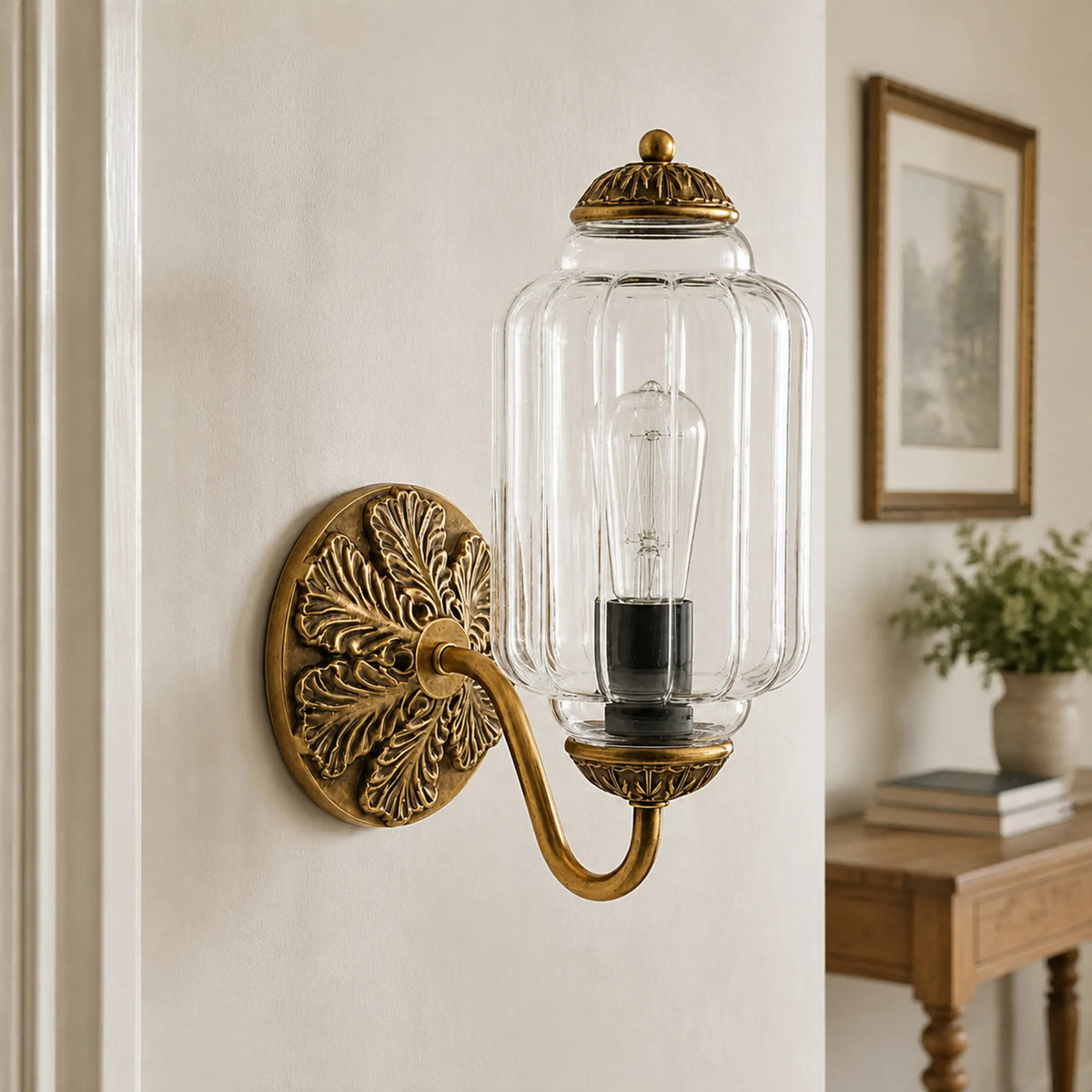 Vintage Glass Brass Margot Wall Sconce