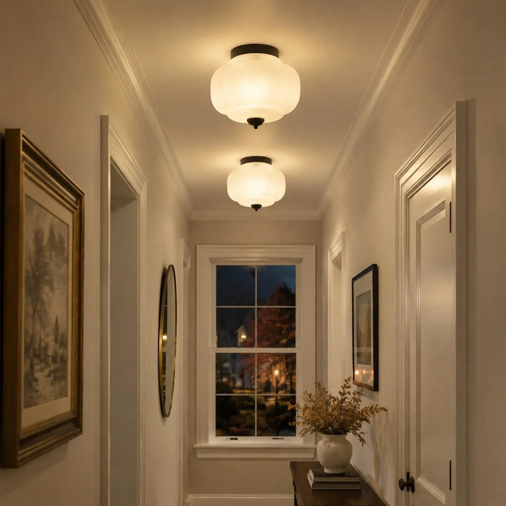 Pumpkin Glass Semi Flush Mount Margot Glass Ceiling Light