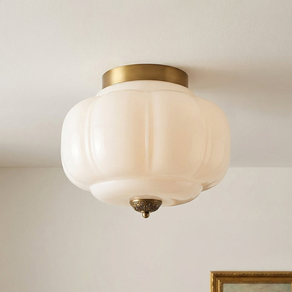 Pumpkin Glass Semi Flush Mount Margot Glass Ceiling Light