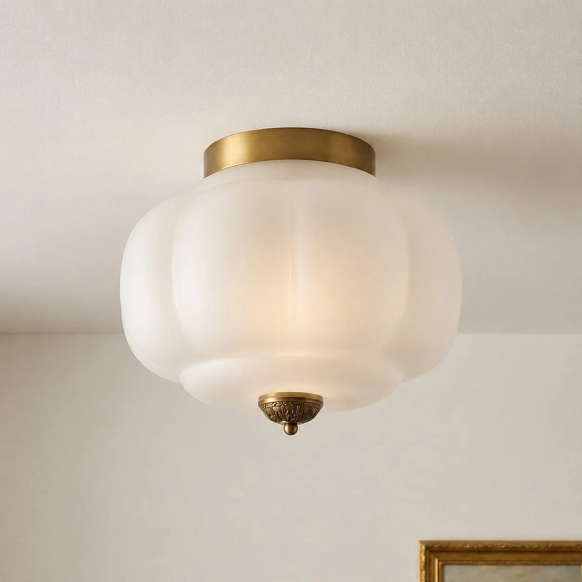 Pumpkin Glass Semi Flush Mount Margot Glass Ceiling Light