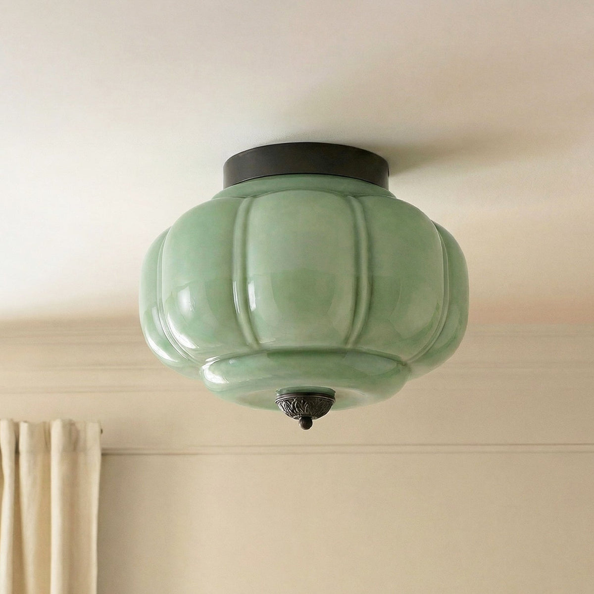 Pumpkin Glass Semi Flush Mount Margot Glass Ceiling Light