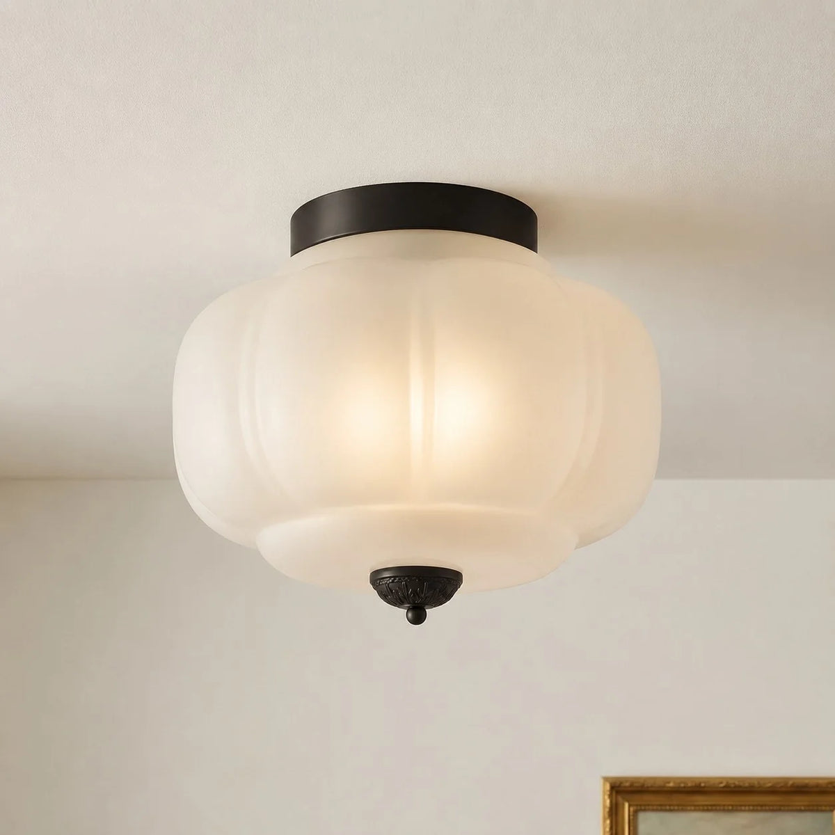 Pumpkin Glass Semi Flush Mount Margot Glass Ceiling Light