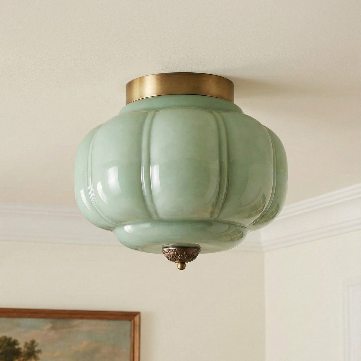 Pumpkin Glass Semi Flush Mount Margot Glass Ceiling Light