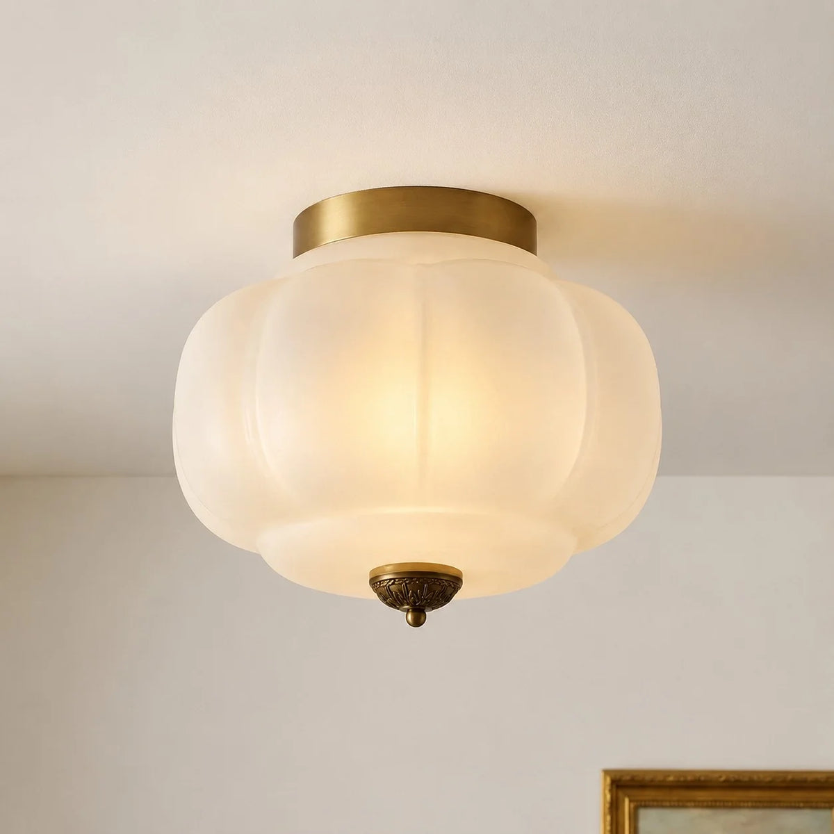 Pumpkin Glass Semi Flush Mount Margot Glass Ceiling Light