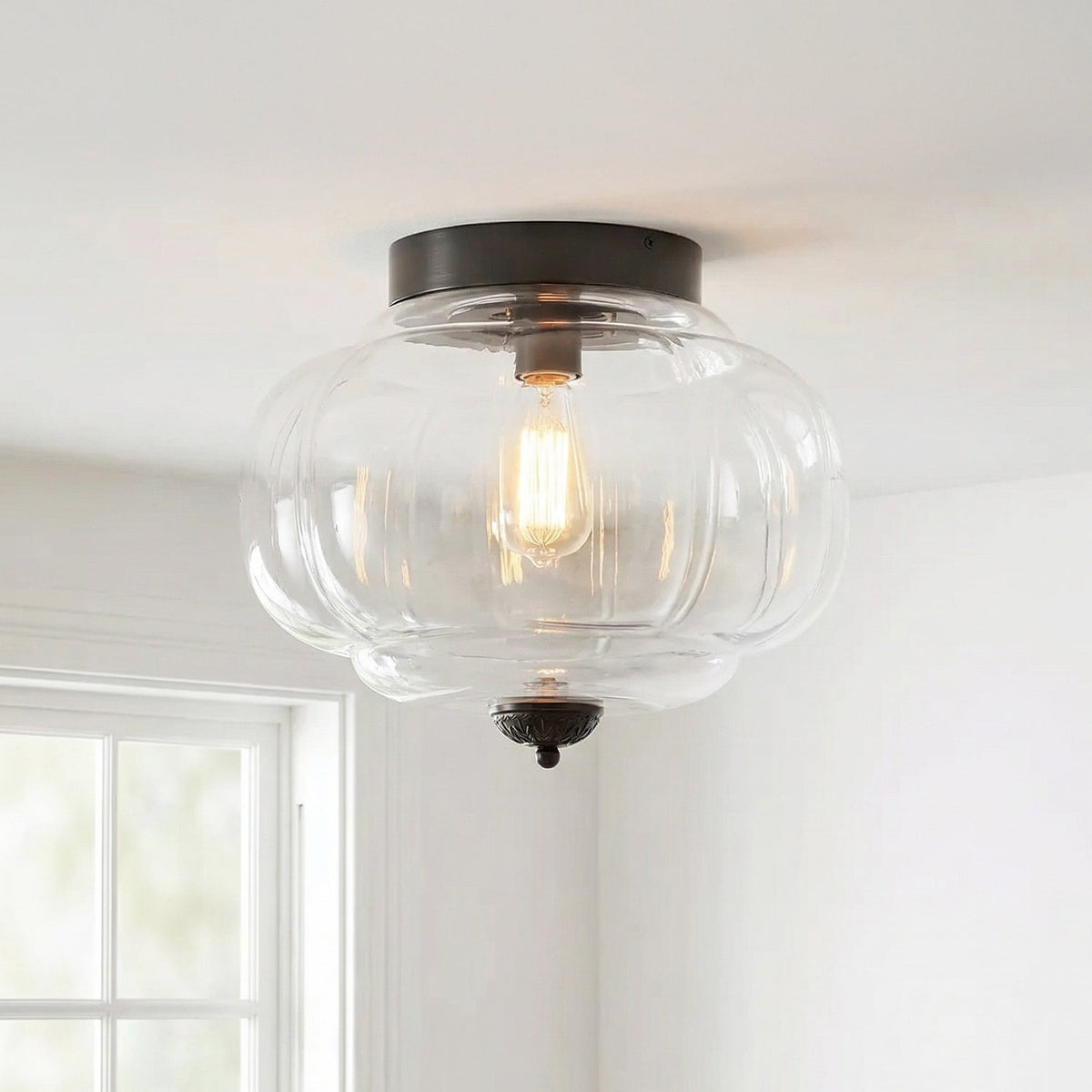 Pumpkin Glass Semi Flush Mount Margot Glass Ceiling Light