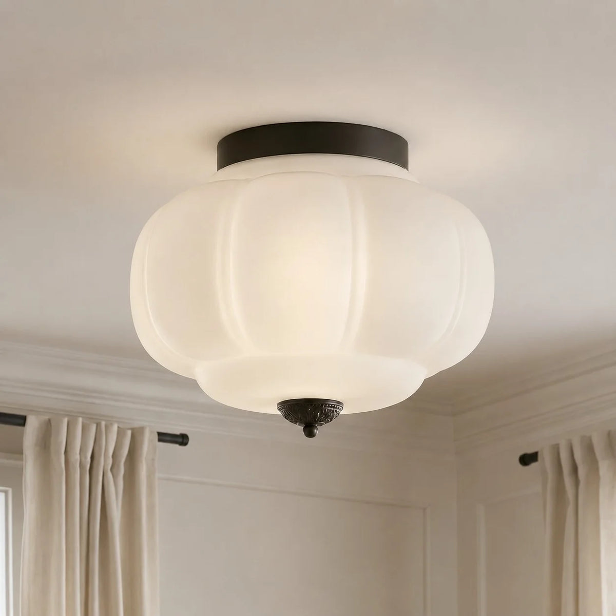 Pumpkin Glass Semi Flush Mount Margot Glass Ceiling Light