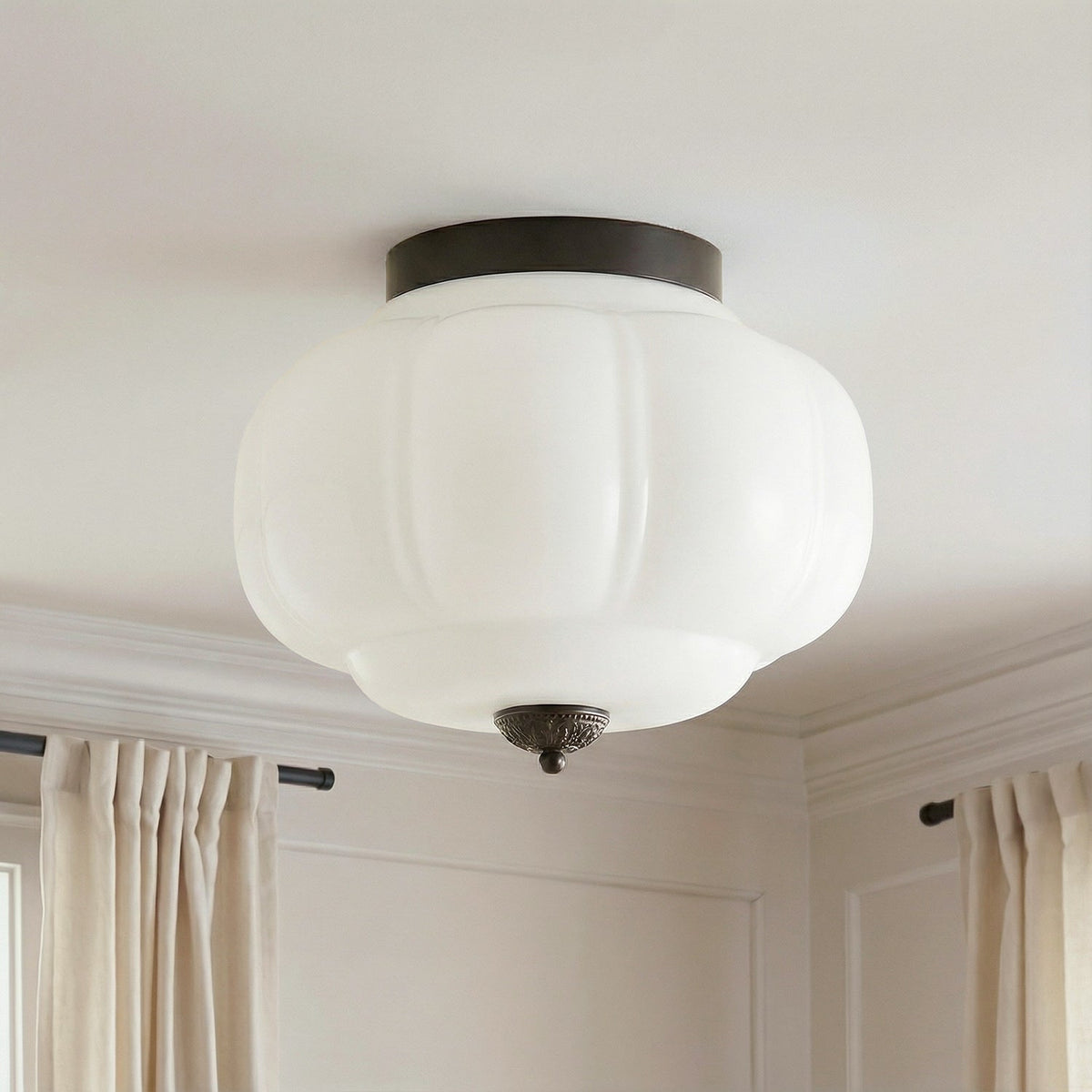 Pumpkin Glass Semi Flush Mount Margot Glass Ceiling Light