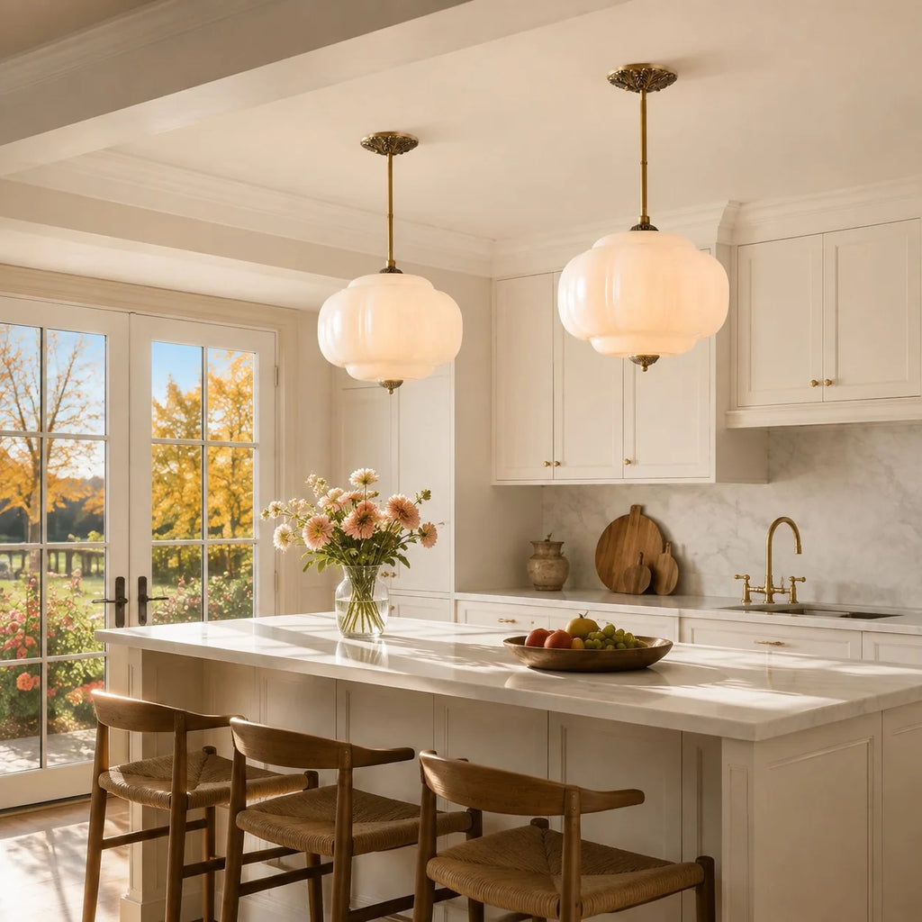 Pumpkin Glass Semi Flush Mount Margot Pendant Light
