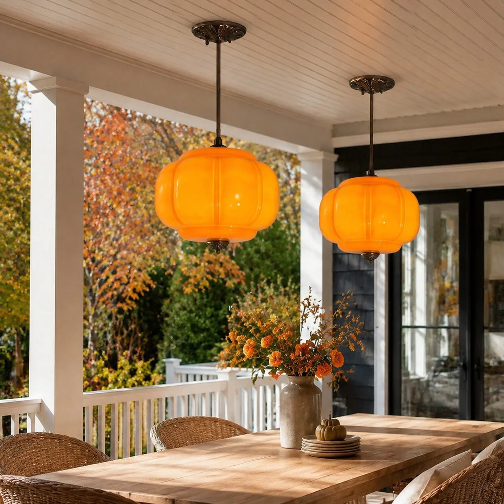 Pumpkin Glass Semi Flush Mount Margot Pendant Light