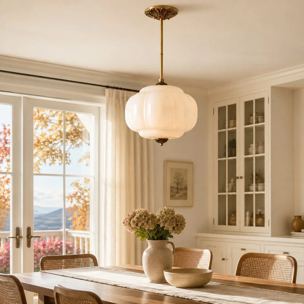Pumpkin Glass Semi Flush Mount Margot Pendant Light