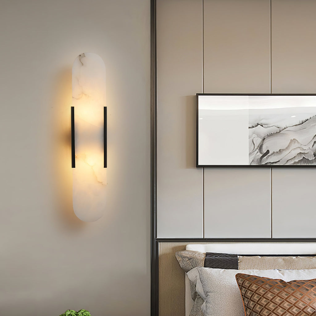 Oblong Alabaster Wall Sconce Natural Stone