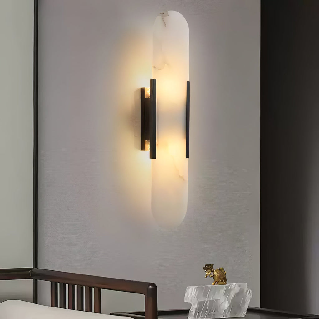 Oblong Alabaster Wall Sconce Natural Stone