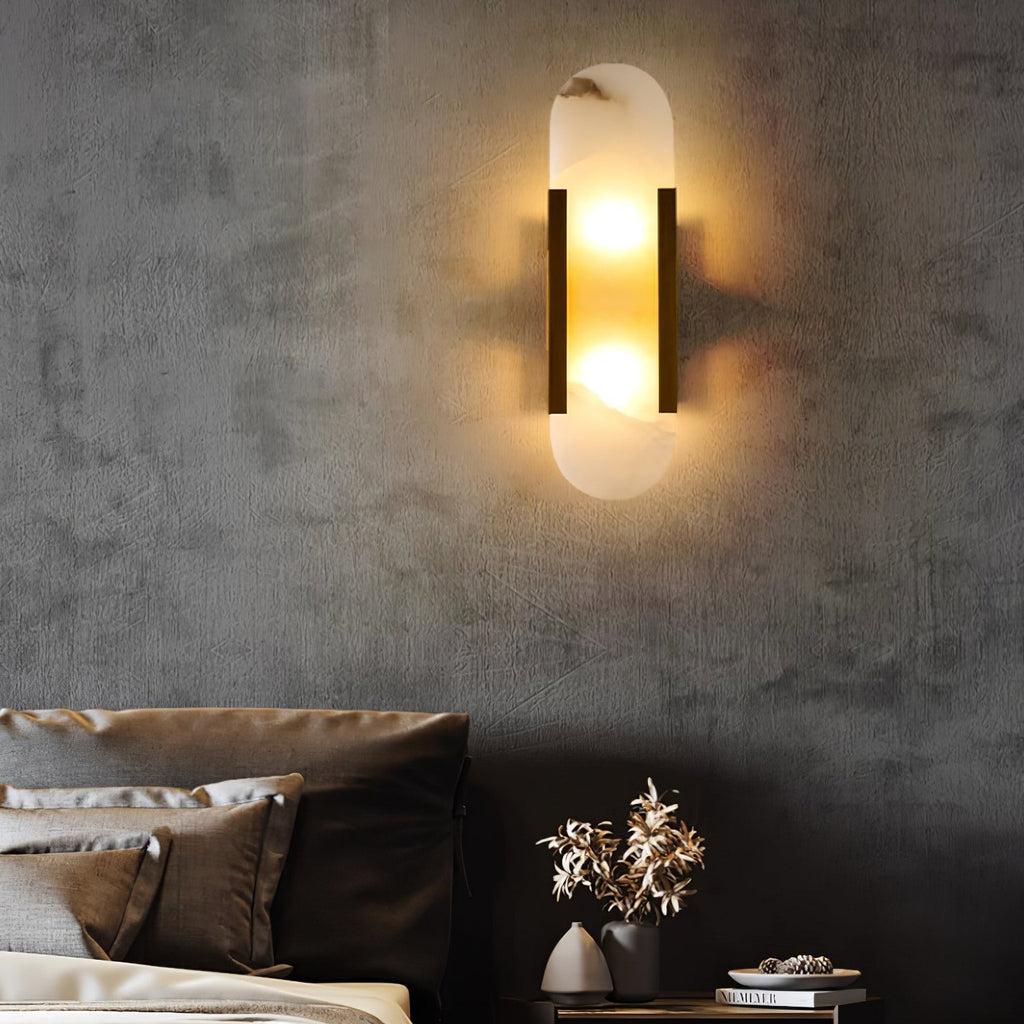 Oblong Alabaster Wall Sconce Natural Stone