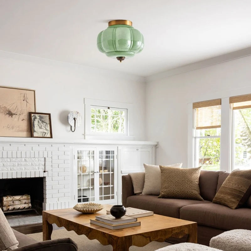Pumpkin Glass Semi Flush Mount Margot Glass Ceiling Light