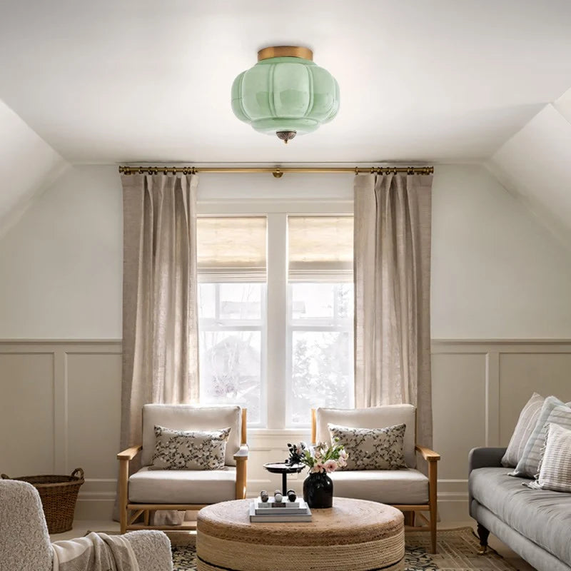 Pumpkin Glass Semi Flush Mount Margot Glass Ceiling Light