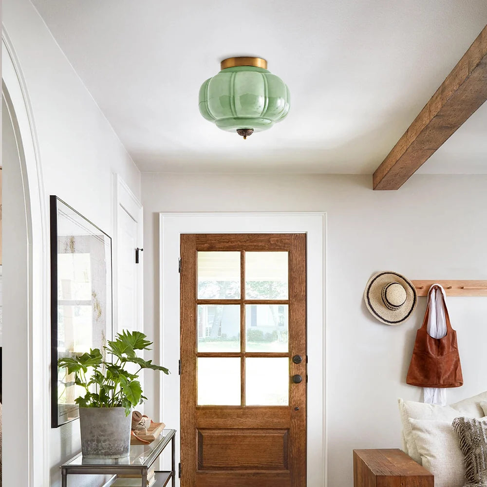 Pumpkin Glass Semi Flush Mount Margot Glass Ceiling Light
