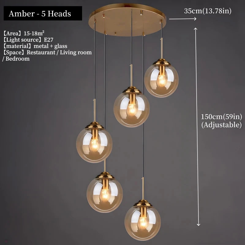 Modern Nordic Glass Globe Chandelier