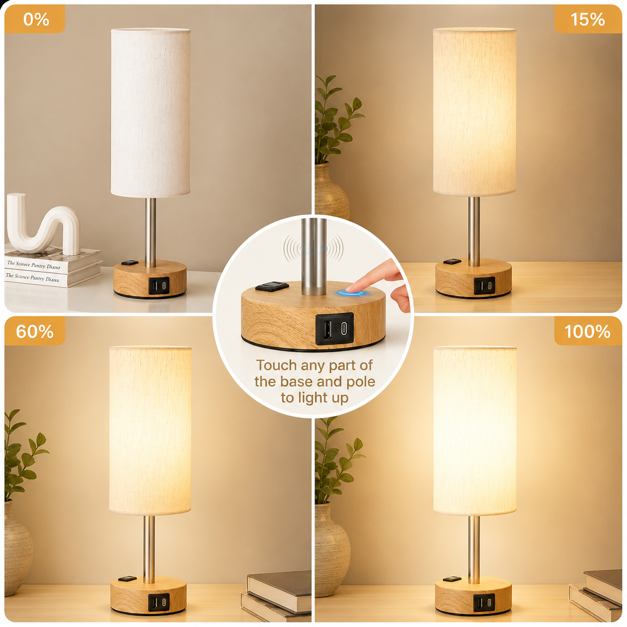 Velnee Bedside Table Lamp for Bedroom